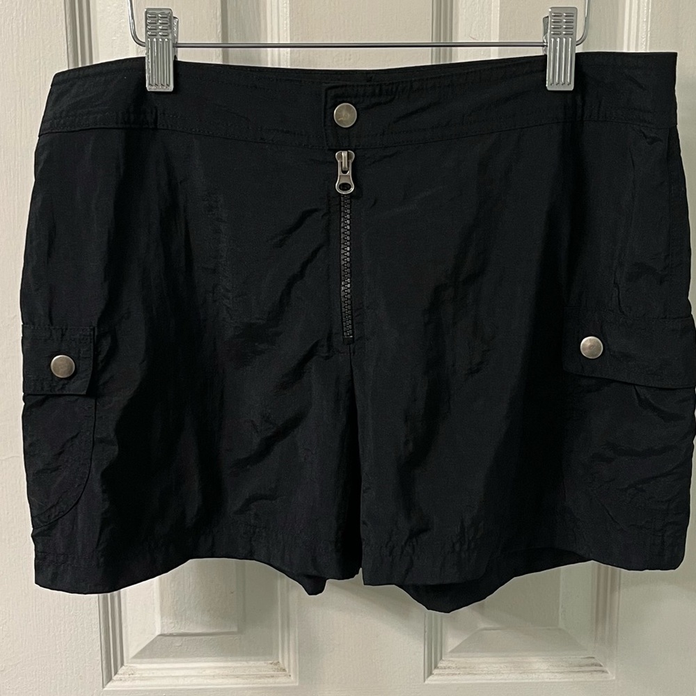 Merona Black Snap and Zipper Closure Swim Shorts, Size Medium